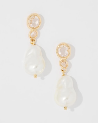 Crystal + Pearl Drop Earrings click to view larger image.
