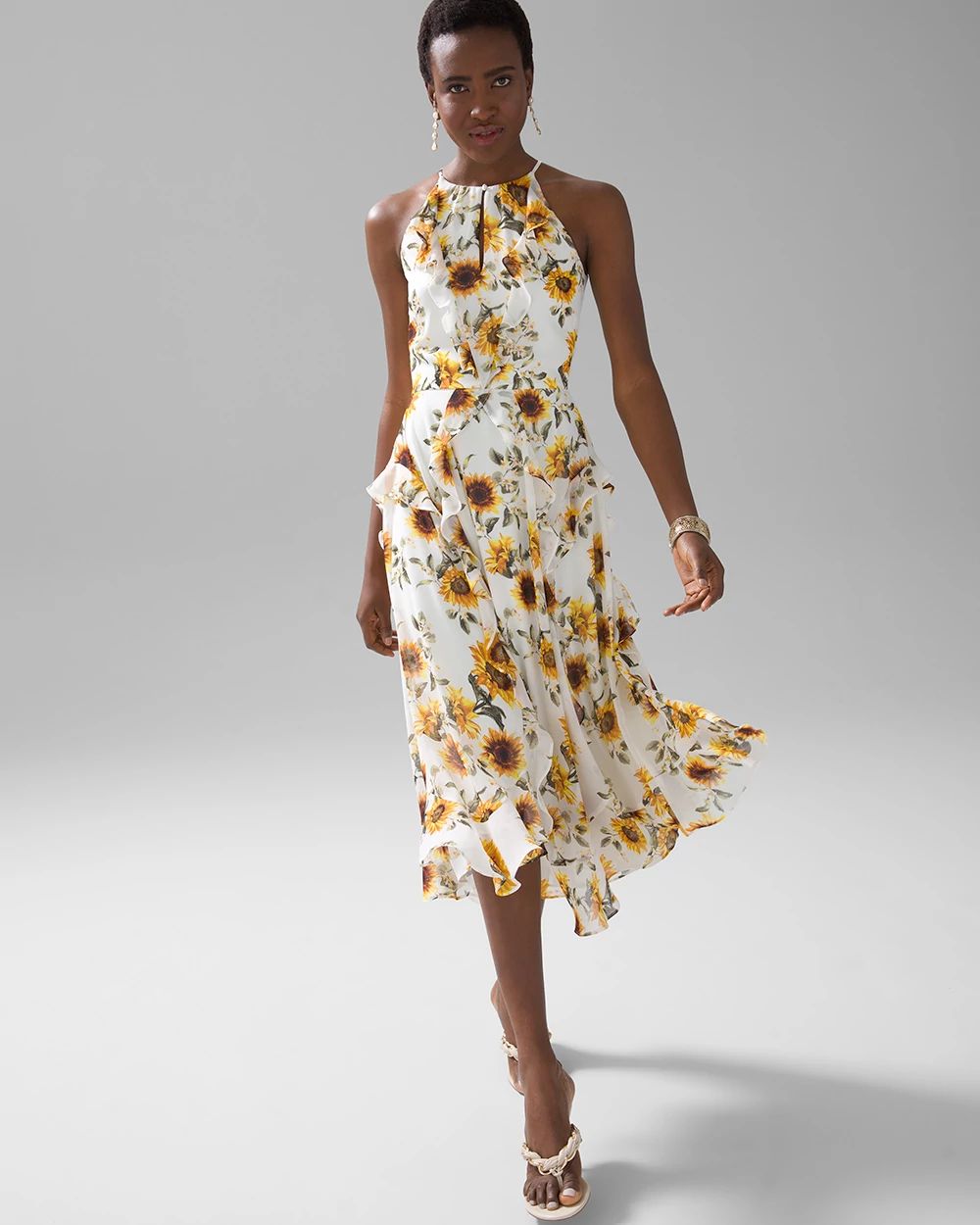 Ruffle Halter Midi Dress