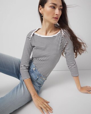 WHBM FORME™  Ribbed Stretch Boatneck Top click to view larger image.