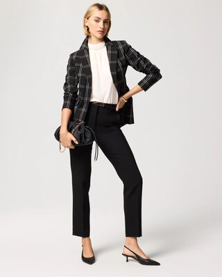 Petite WHBM® Luxe Stretch Plaid One-Button Blazer click to view larger image.