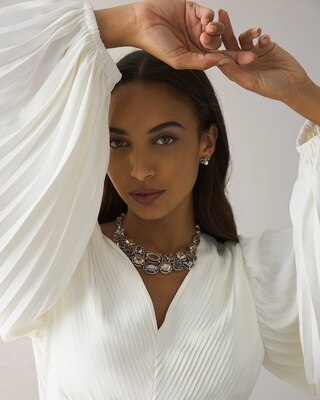 Pintucked Banded Bottom Blouse
