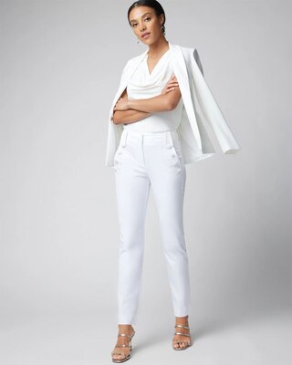 WHBM® Jolie Embroidered Button Straight Pant