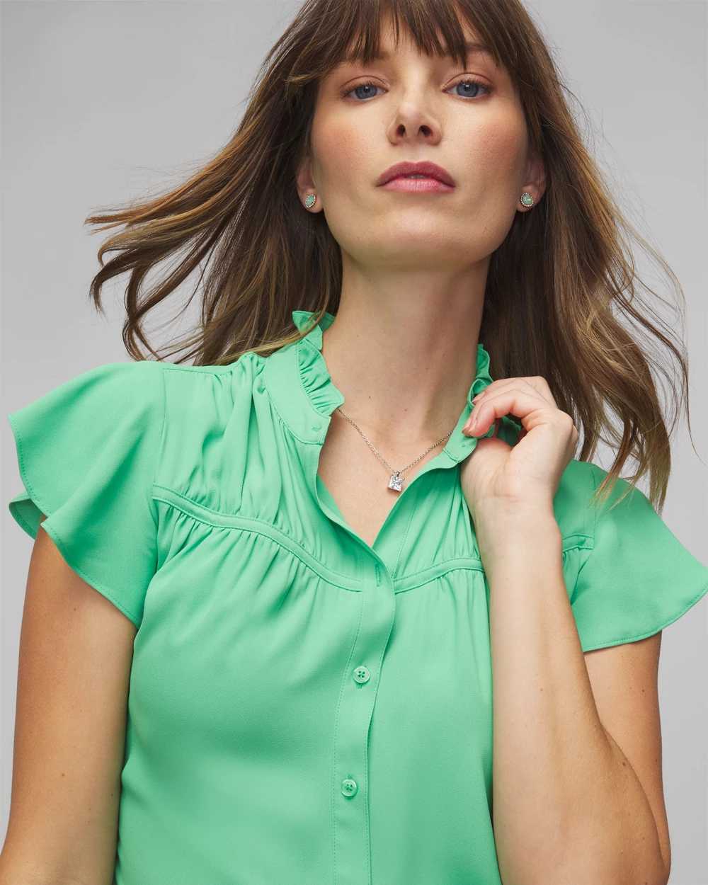 Short Sleeve Flutter Sleeve Shell Top click to view larger image.