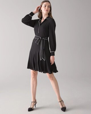 Contrast Trim Godet Dress
