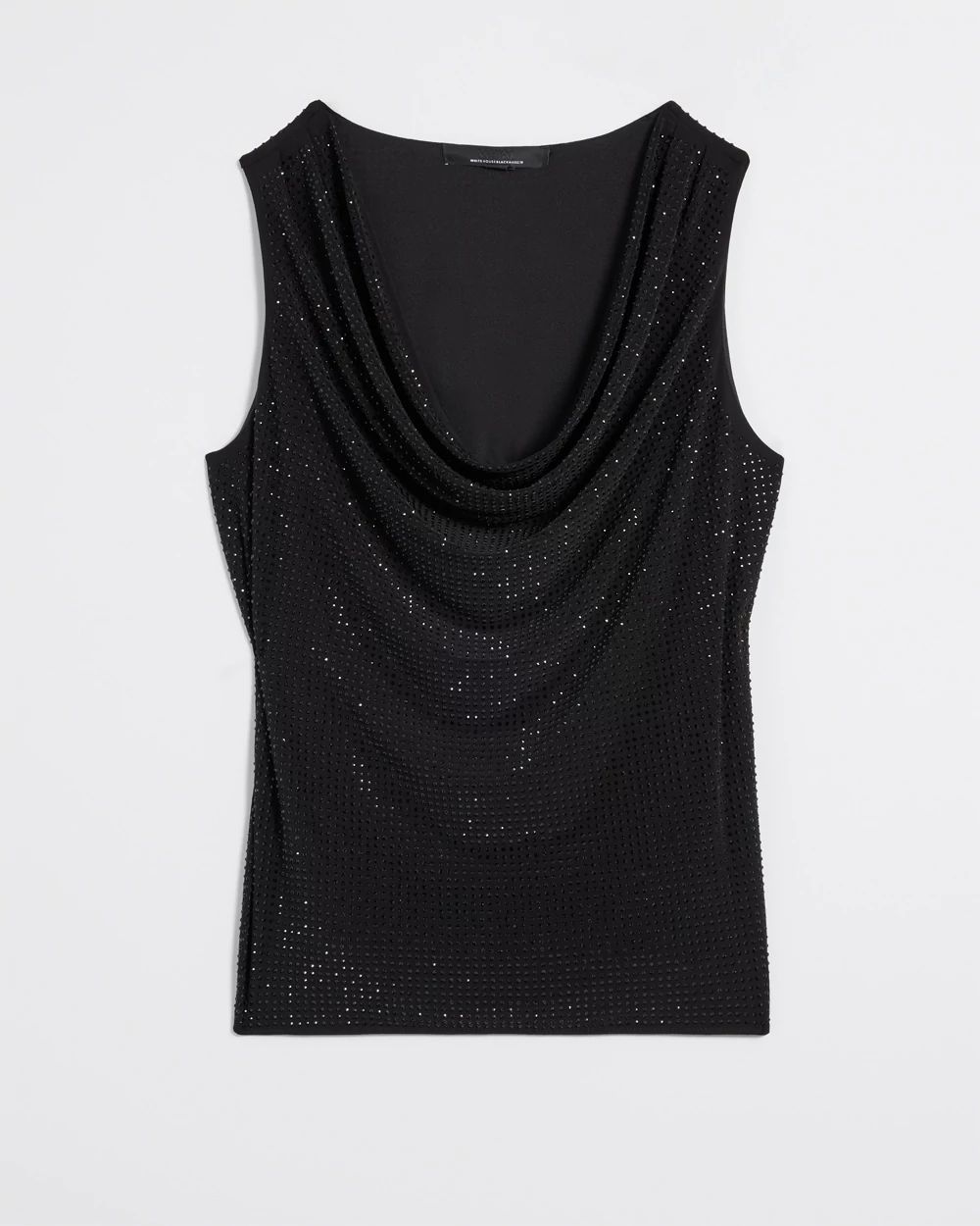 Sleeveless Rhinestone Drape Neck Top