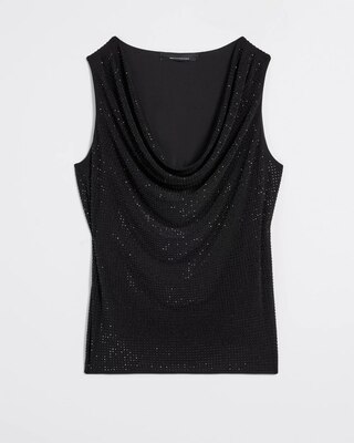 Sleeveless Rhinestone Drape Neck Top