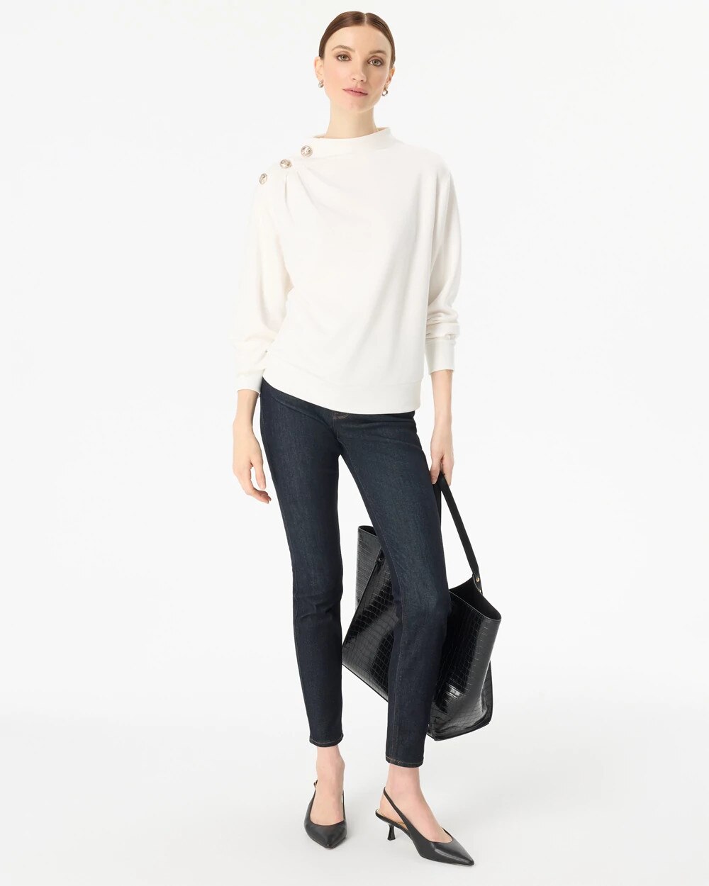 Button Shoulder Pullover Sweater