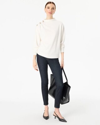 Button Shoulder Pullover Sweater click to view larger image.