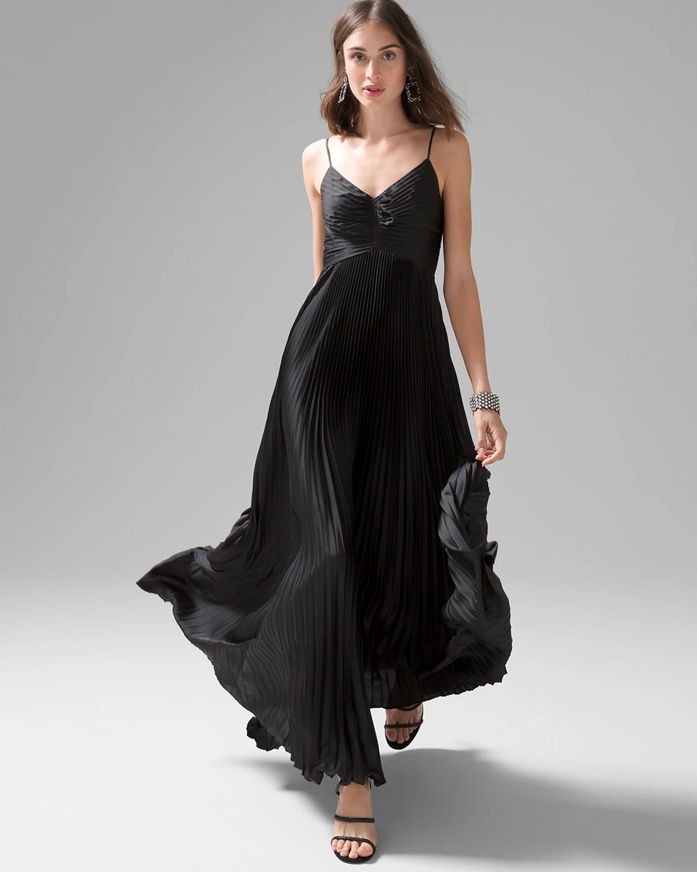 Satin Pleated Maxi Dress