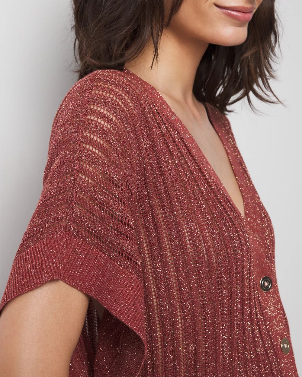 Kimono Sleeve Metallic Cardigan Sweater