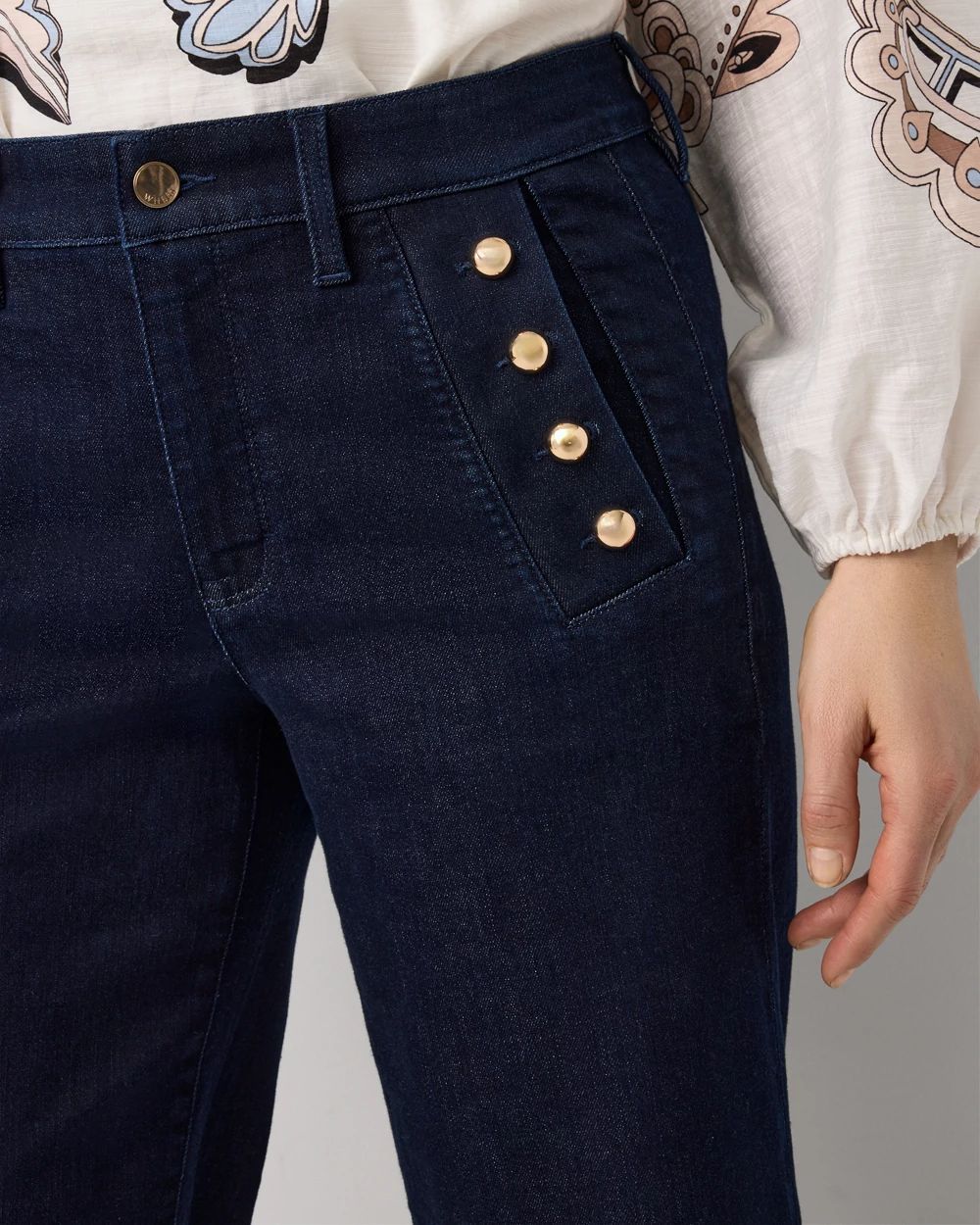 High Rise Wide Leg Cropped Mariner Jean click to view larger image.