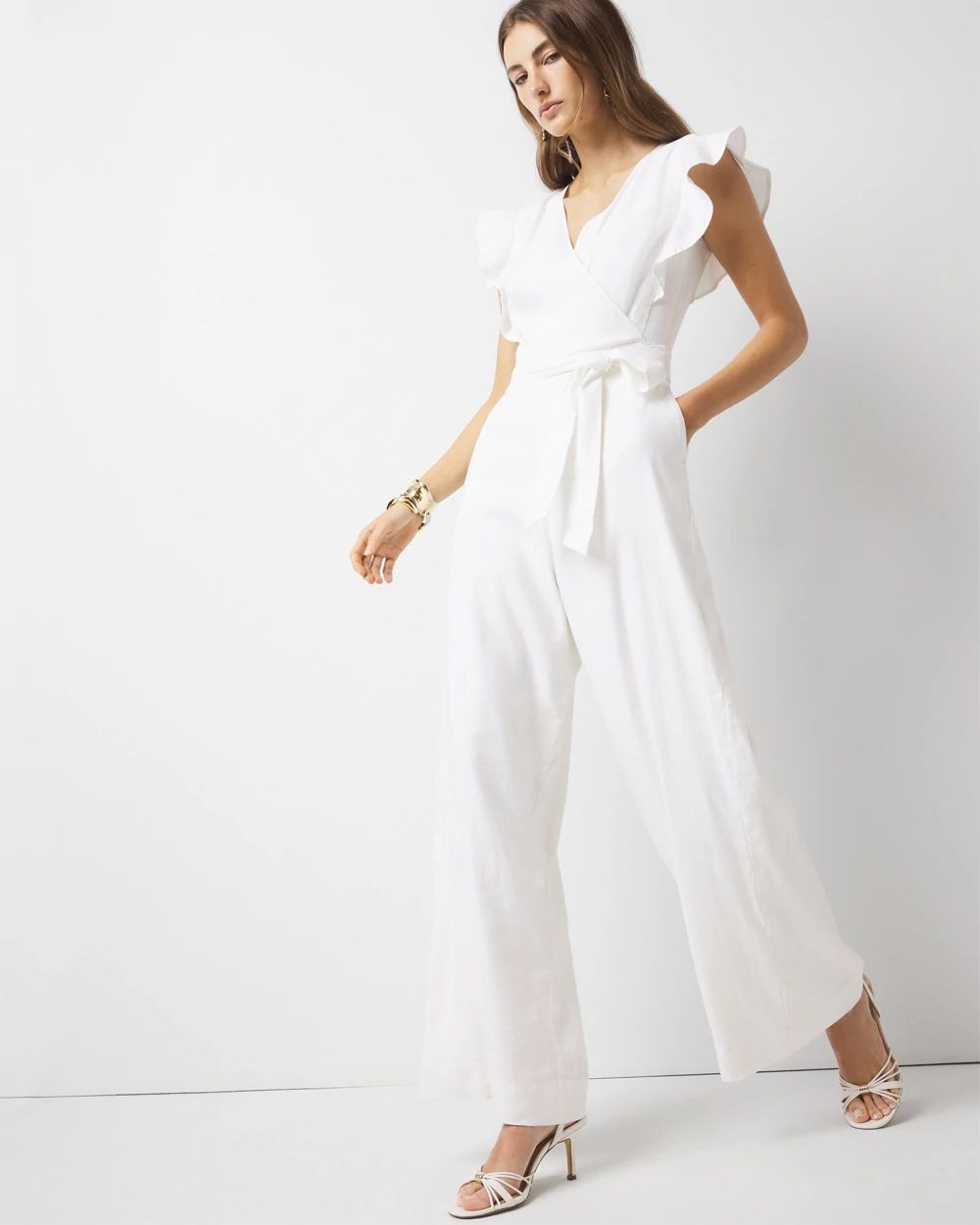 Linen-Blend Wide Leg Jumpsuit