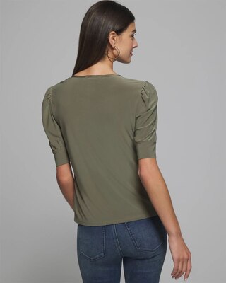 Outlet WHBM Puff Shoulder Henley Tee