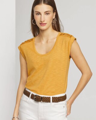 Lace-Up Shoulder Scoop Tee