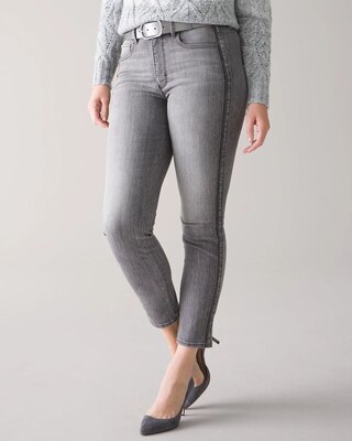 High-Rise Rhinestone Stripe Straight Jeans