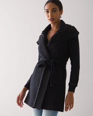 Long Sleeve Whipstitch Sweater Coat