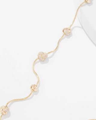 Gold + Pave Knot Long Necklace