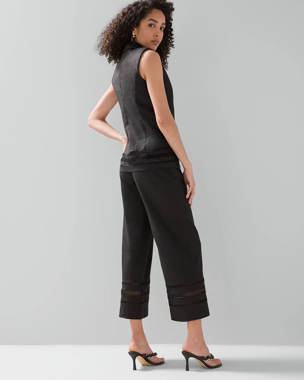 Linen-Blend Tassel-Tie Wide-Leg Crop Pants