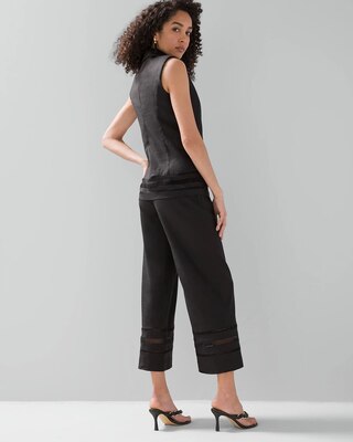 Linen-Blend Tassel-Tie Wide-Leg Crop Pants