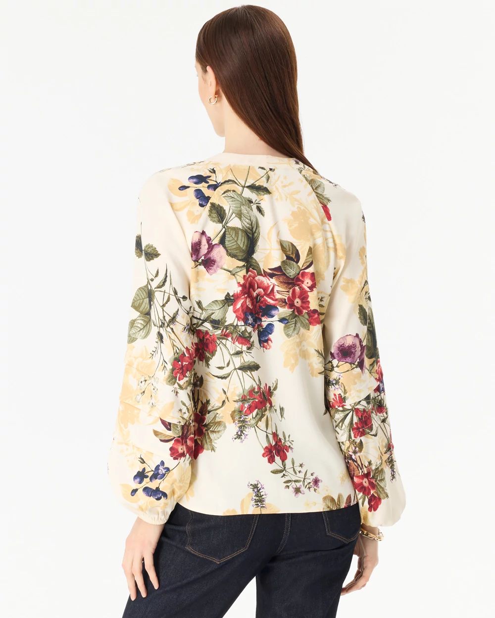 Pleated Sleeve Crepe Blouse click to view larger image.