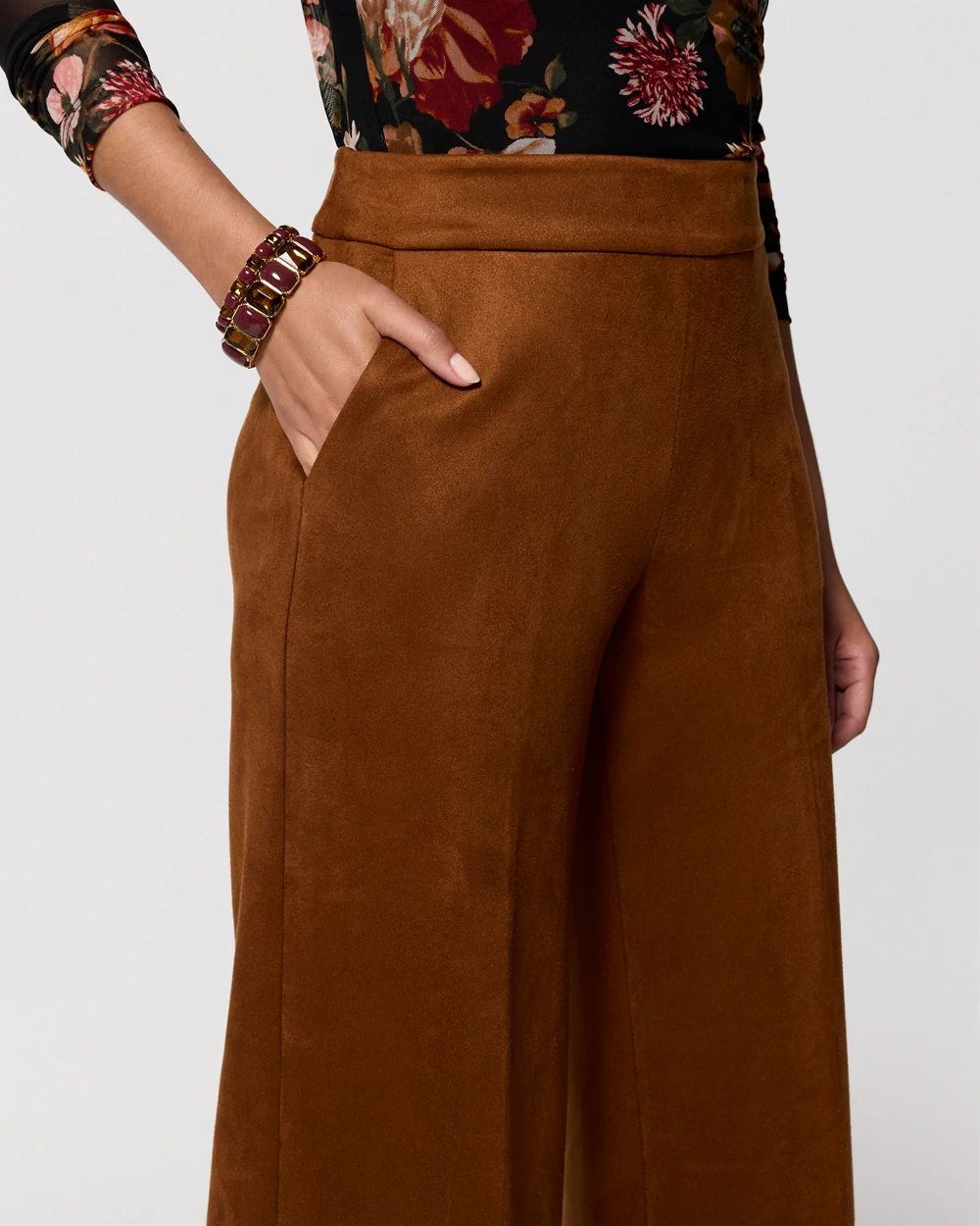 Petite Faux Suede High-Rise Wide Leg Pant click to view larger image.
