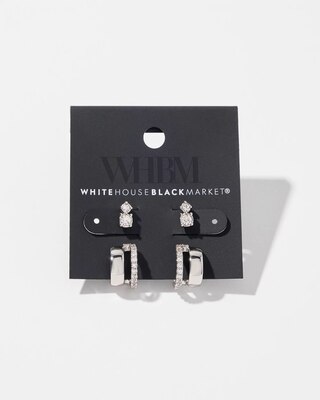 Silver Hoop Stud Earring Set
