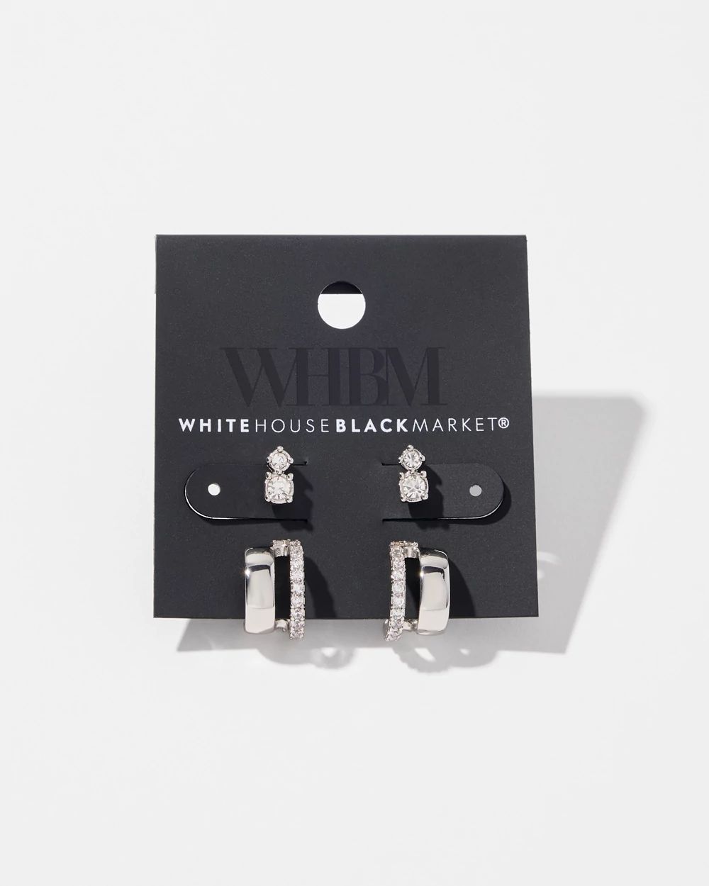 Silver Hoop Stud Earring Set