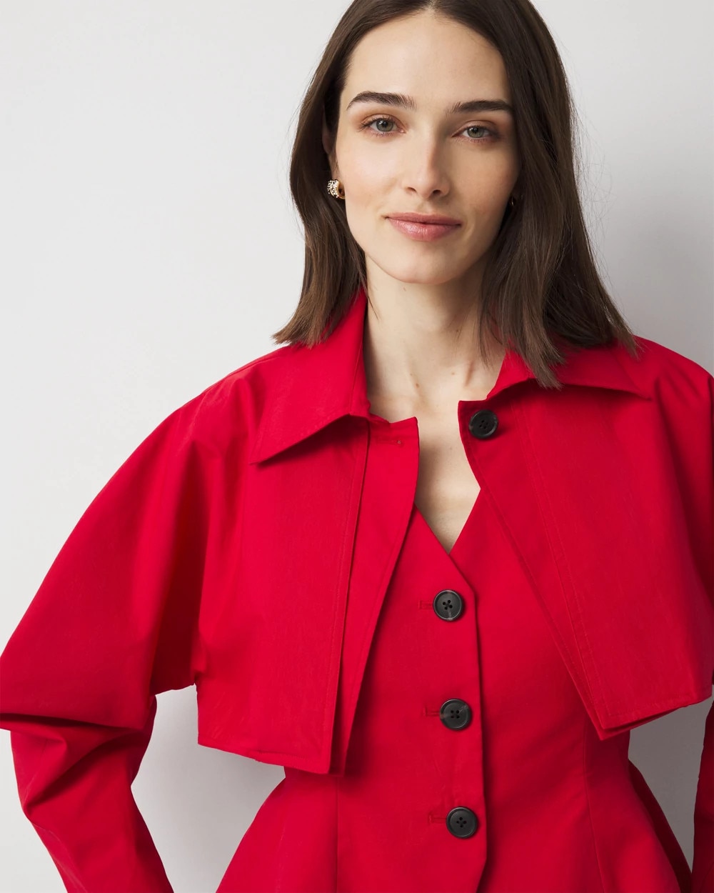 Petite Vest + Cropped Trench Topper