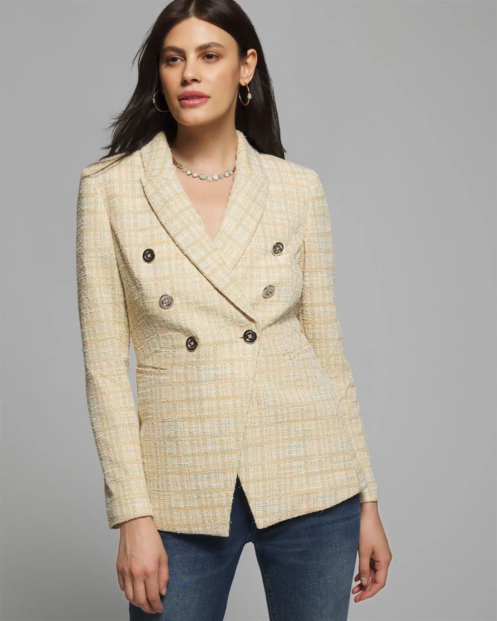 Outlet WHBM Double Breasted Boucle Blazer