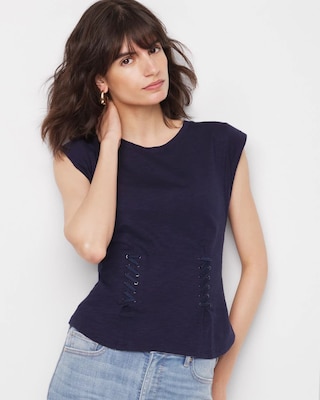 Lace-Up Peplum Tee
