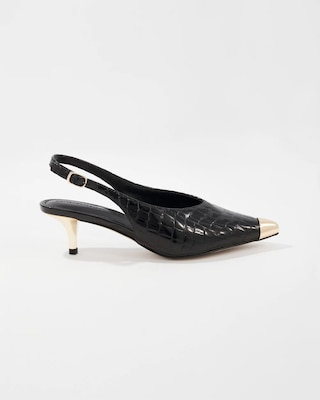 Capped Toe Leather Croc Slingback click to view larger image.