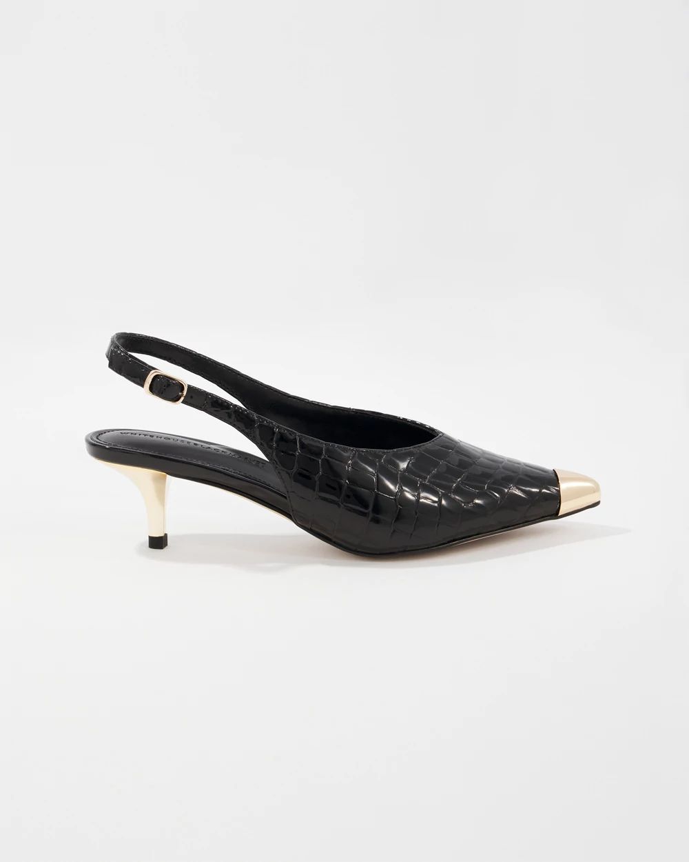Capped Toe Faux Croc Slingback
