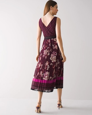 Sleeveless Mixed-Print Midi Dress click to view larger image.