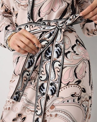 Tie-Waist Faux Wrap Shirt Dress click to view larger image.