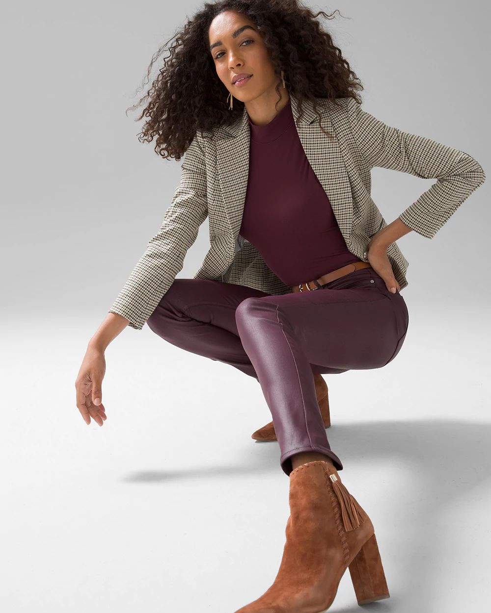 High-Rise Coated Skinny Jeans click to view larger image.