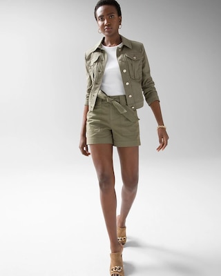 High-Rise Belted Pret Utility 5-Inch Shorts