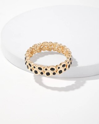 Gold + Black Glass Stretch Bracelet