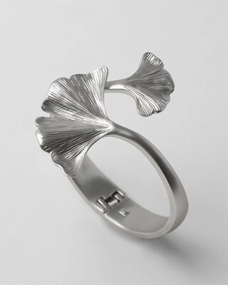 Silvertone Leaf Cuff Bracelet