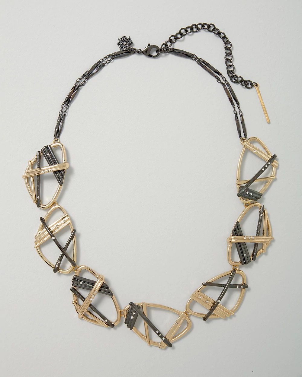 Goldtone & Hematite Abstract Necklace
