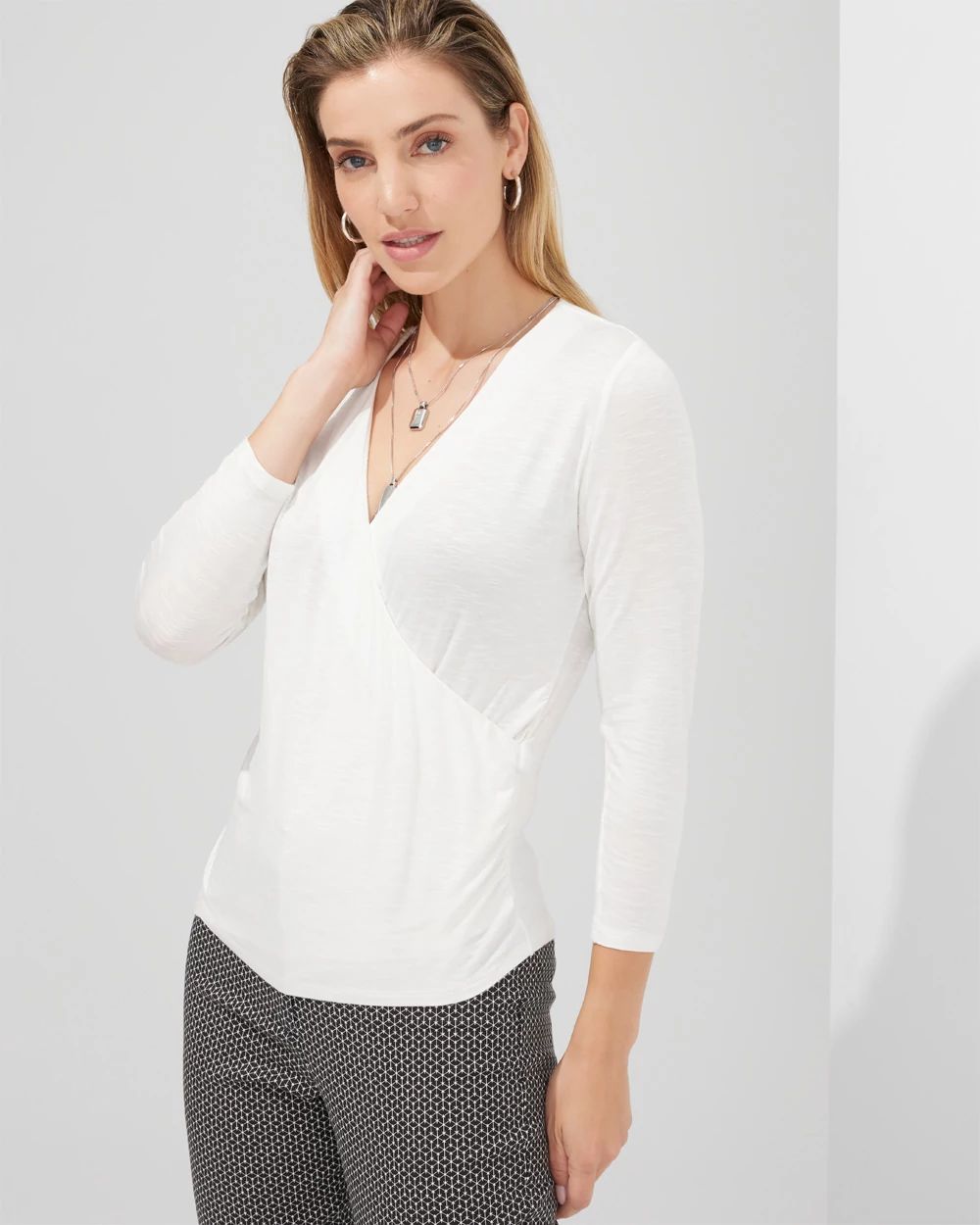 Outlet WHBM Surplice 3/4-Sleeve Tee