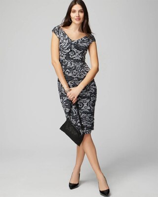 Off-The-Shoulder Ruched Mesh Sheath Dress