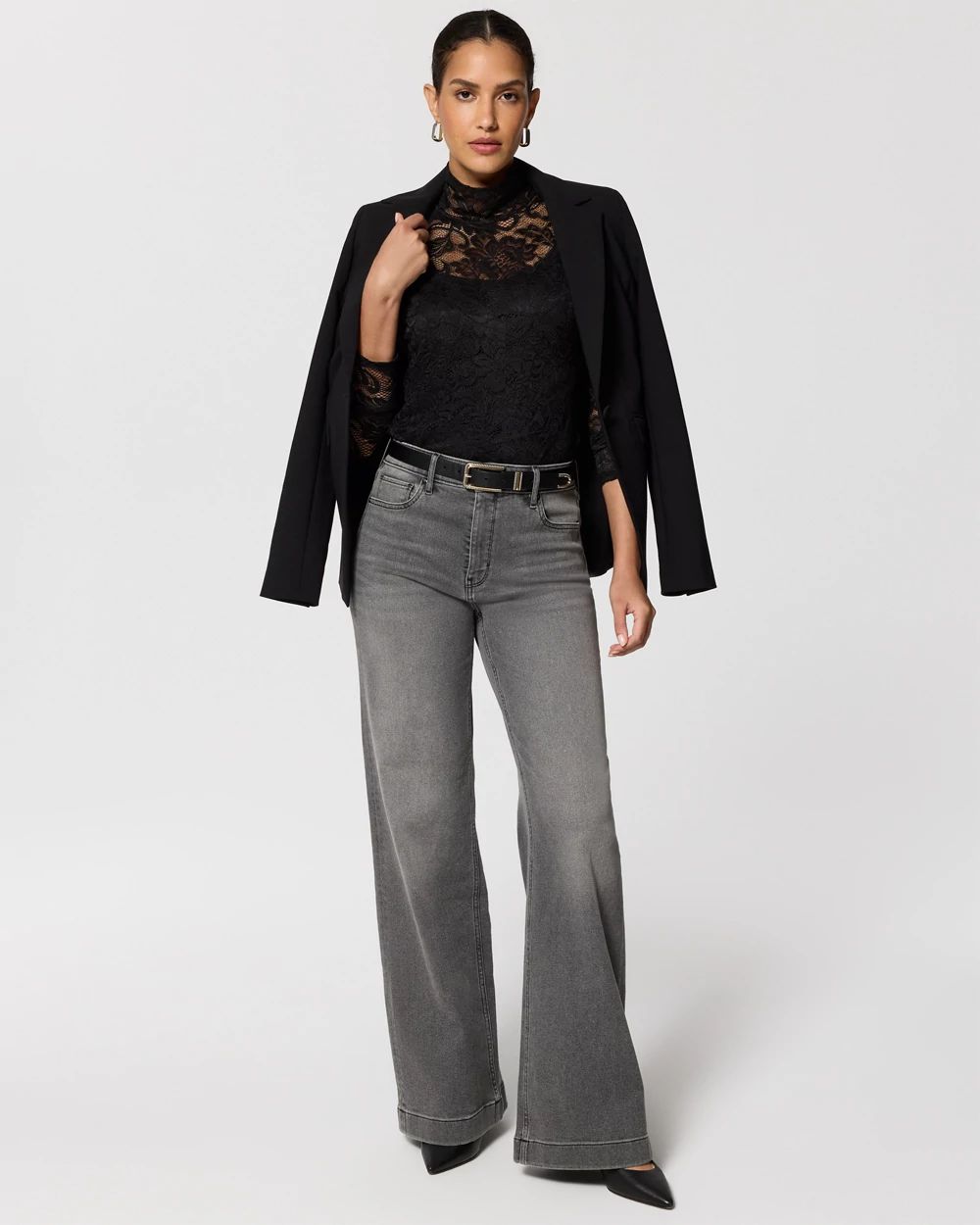 Petite High-Rise Wide Leg Jeans click to view larger image.