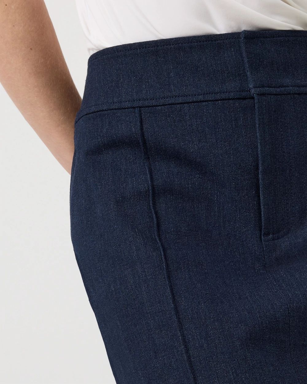 Petite Denim-Look Tailored Pencil Skirt