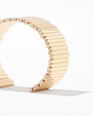 Gold Wavy Clear Crystal Cuff
