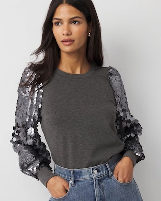 Sequin Blouson Sleeve Top