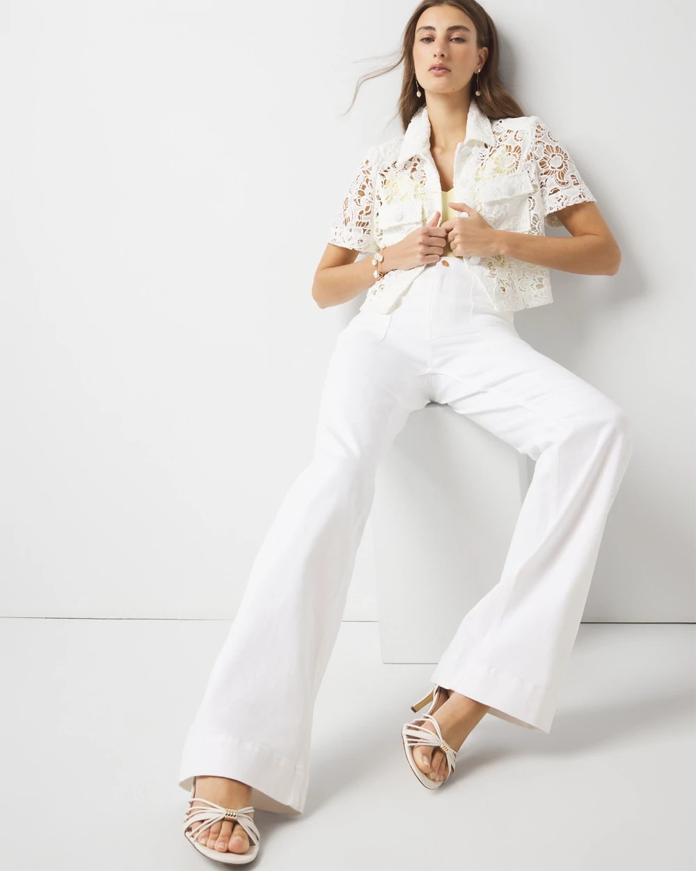 Petite Short-Sleeve Lace Jacket