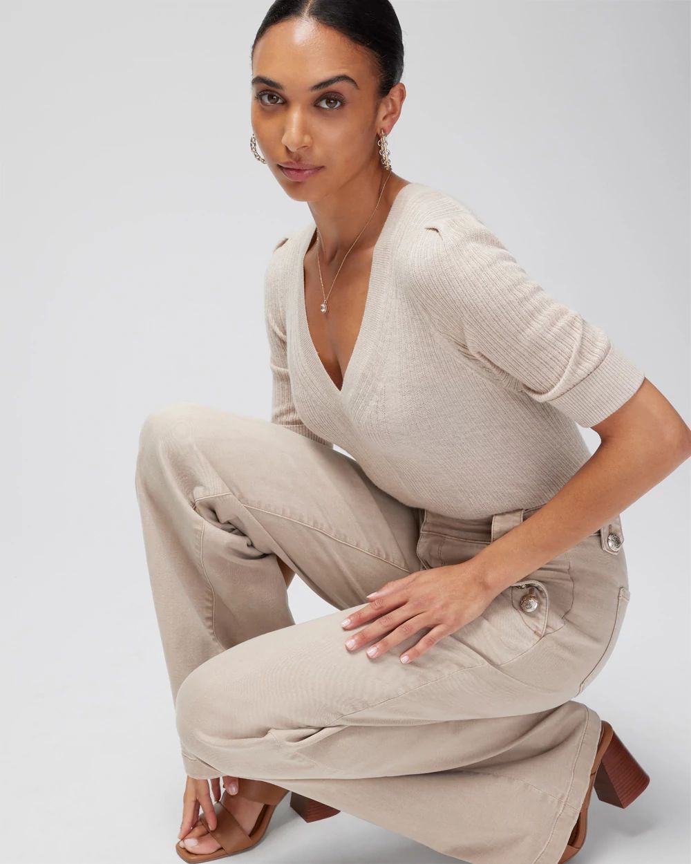 Cashmere-Blend Elbow-Sleeve Sweater