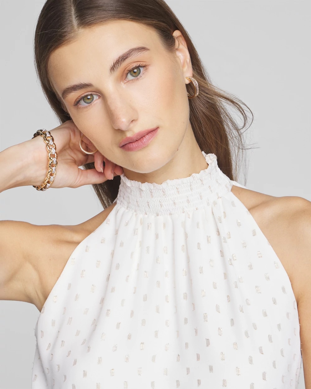 Sleeveless Pleated Clip Midi Dress