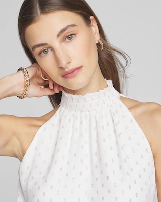 Sleeveless Pleated Clip Midi Dress click to view larger image.