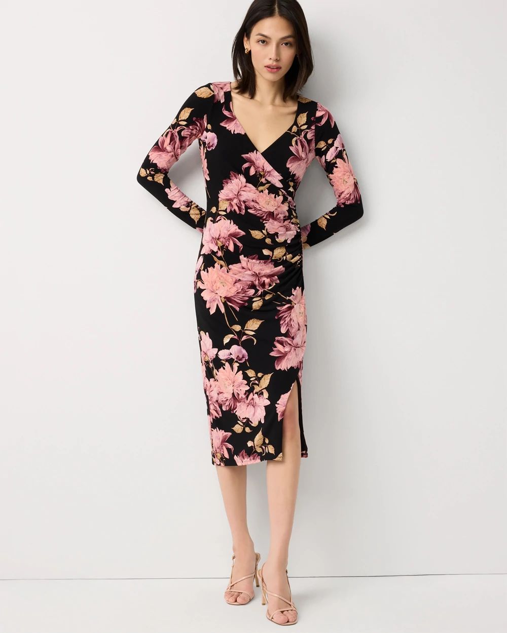 Petite Sweetheart Neck Ruched Midi Dress
